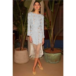 Rixo Yolanda Dress floral embroidery fringe bottom